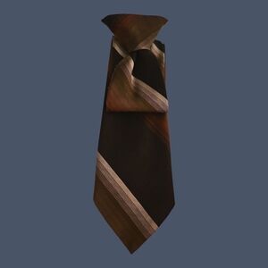 3/$30 DON LOPER 1980s Brown and Orange Striped Ombre Skinny Clip-on Tie